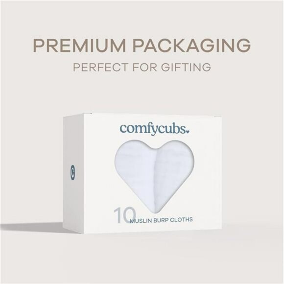 Comfy Cubs Muslin Baby Burp Cloths Pack 10 Large 6 Layer Soft Cotton White - Picture 6 of 7